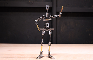 Stop frame animation tests of a puppet's ball and socket armature
